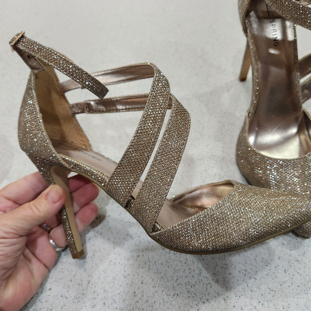 Call It Spring Glittering Gold Heels